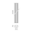 Immagine di Applique Verticale Oro 100cm Vetro Rigato Led CCT 52w ACB Divino IP44