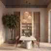 Immagine di Lampadario Legno Sagomato Per Cucina Maytoni Roots 35cm
