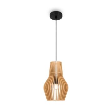 Immagine di Lampadario da Cucina Paralume Legno Stile Nordico Roots Maytoni