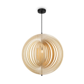 Immagine di Lampadario Legno Cerchi Orientabili Maytoni Roots Per Soggiorno
