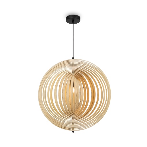 Immagine di Lampadario Legno Cerchi Orientabili Maytoni Roots Per Soggiorno