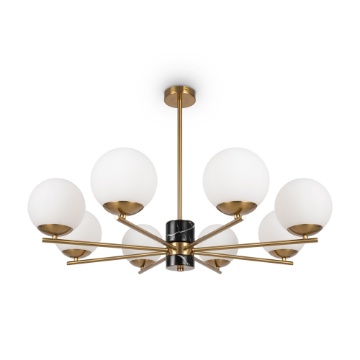Immagine di Lampadario da Soggiorno Ottone Nero 8 Sfere Vetro Marble Maytoni