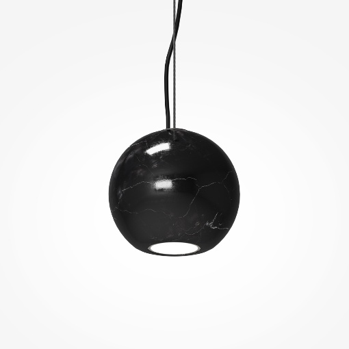 Immagine di Sospensione Sfera Effetto Marmo Nero Per Comodino Basic Maytoni