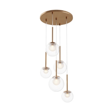 Immagine di Lampadario Basic Form Oro Sfere Vetro Trasparente per Salotto Maytoni