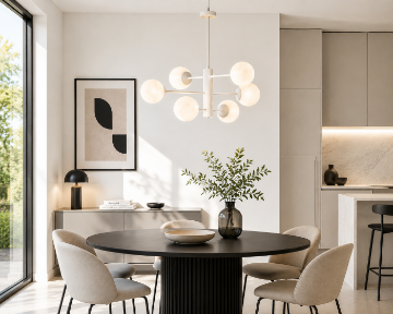 Immagine di Lampadario Demetra Bianco Con Sfere Vetro 6 Luci Bonetti