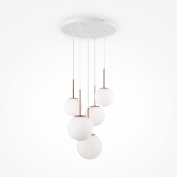 Immagine di Lampadario Bianco Oro Sfere Vetro Per Soggiorno Basic Form Maytoni