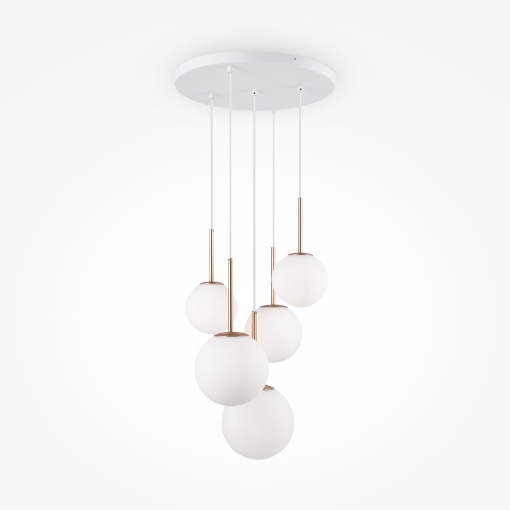Immagine di Lampadario Bianco Oro Sfere Vetro Per Soggiorno Basic Form Maytoni