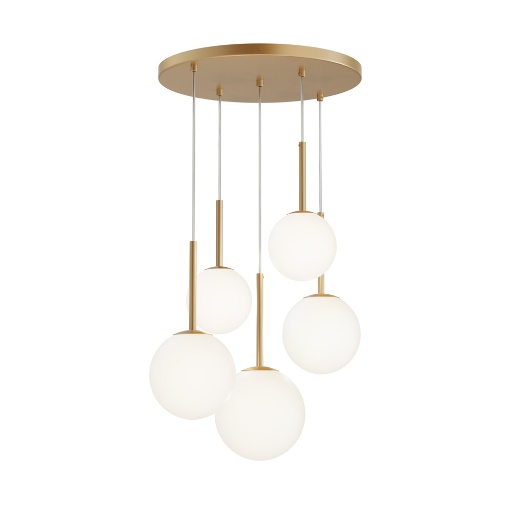 Immagine di Lampadario Oro Cascata Sfere Vetro Bianco Basic Form Maytoni