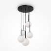 Immagine di Lampadario Soggiorno Nero Con 5 Sfere Bianche Basic Form Maytoni
