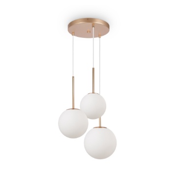 Immagine di Lampadario Rotondo Oro Tre Sfere Bianche Basic Form Maytoni
