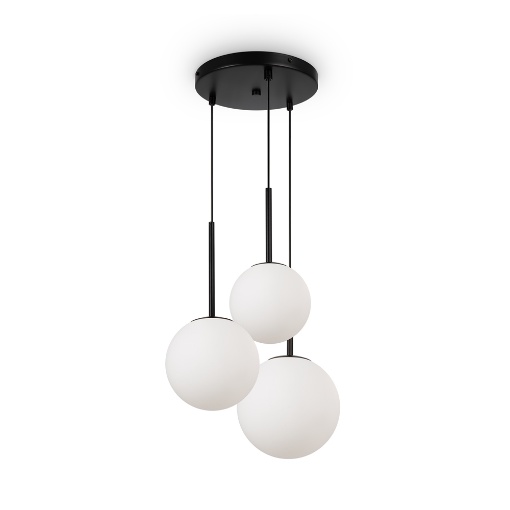 Immagine di Lampadario Maytoni Basic Form Nero Moderno Tre Sfere Vetro Bianco E14