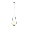 Immagine di Piccolo Lampadario Nero Goccia Con Vetro Bianco Afrodite Bonetti