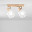 Immagine di Lampada Soffitto Legno Due Luci Orientabili Metallo Bianco Twinset Fan