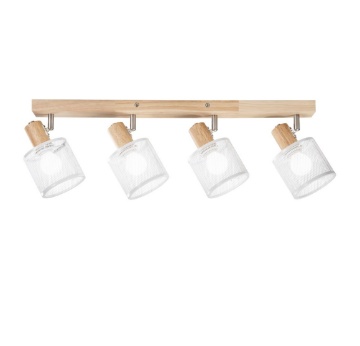 Immagine di Plafoniera Binario Legno con Faretti Metallo Bianco Twinset Fan