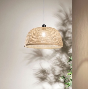 Immagine di Lampadario Cupola Bamboo Intrecciato Fan Europe