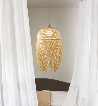 Immagine di Lampadario Etnico Bambù Bahamas Fan 1xE27