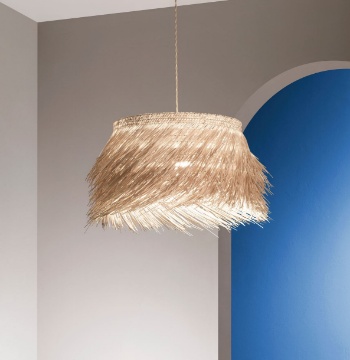 Immagine di Lampada a Sospensione in Rattan Stile Esotico Samoa