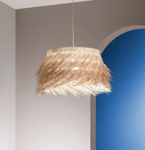 Immagine di Lampada a Sospensione in Rattan Stile Esotico Samoa