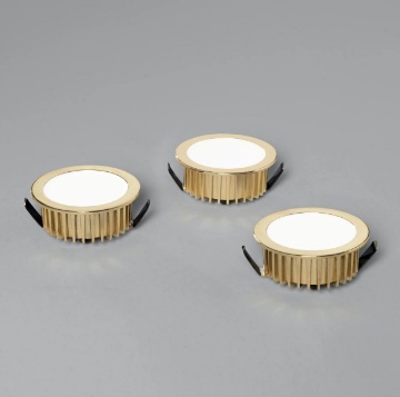 Immagine di Kit 3 Faretti Da Incasso Rotondi Oro 7 cm Led 3x5w 4000k Fusion Intec Light