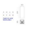 Immagine di Applique Led Biemissione Regolabile Parallelepipedo Oro IP65 ACB Kendo