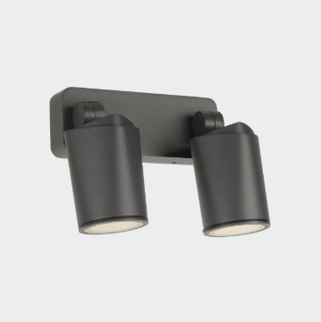 Immagine di Lampada Esterna Parete Soffitto Due Faretti Orientabili Antracite IP65 Gaia ACB