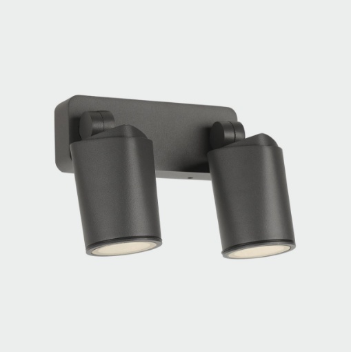 Immagine di Lampada Esterna Parete Soffitto Due Faretti Orientabili Antracite IP65 Gaia ACB