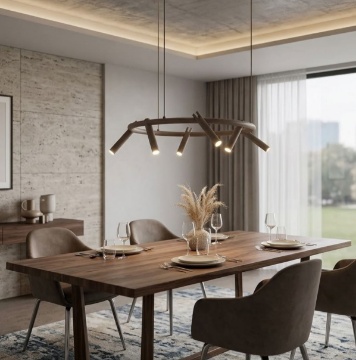 Immagine di Lampadario Tortora Con Faretti Led Orientabili Led 3000k Dimmer Teddy Ondaluce