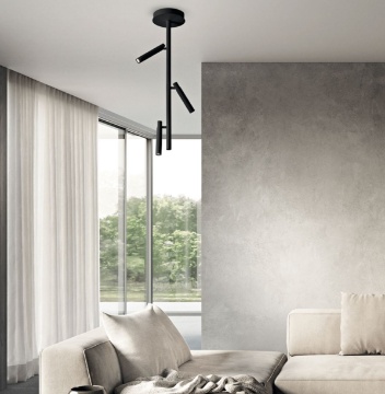Immagine di Plafoniera Verticale Nera con Faretti Direzionabili Led Dimmer Teddy Ondaluce