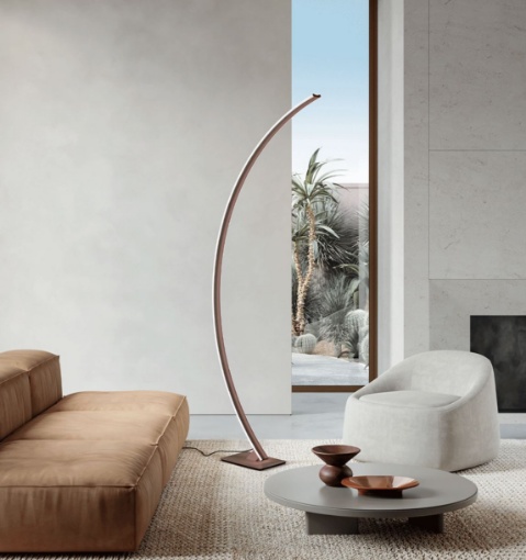 Immagine di Piantana Arco Marrone Led Dimmerabile 54w 3000k Tenua Ondaluce