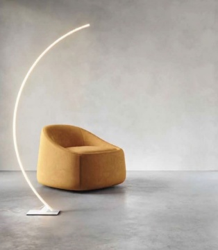 Immagine di Piantana Curva Per Soggiorno Led Dimmerabile 3000k Tenua Bianco Ondaluce