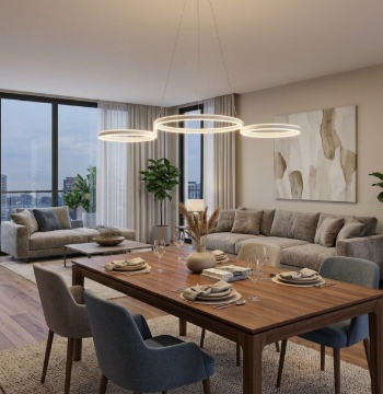 Immagine di Lampadario Bianco Orientabile Sabe Cerchi Led 75w Dimmerabile Ondaluce