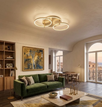 Immagine di Plafoniera Sabe Cerchi Orientabili Oro Led 75w 3000k Ondaluce