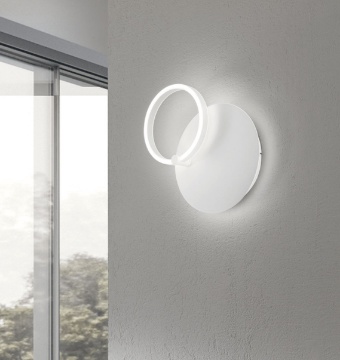 Immagine di Applique Bianca Cerchio Orientabile Led Dimmer 3000k Sabe Ondaluce