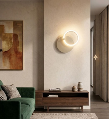 Immagine di Applique Orientabile Cerchio Dorato Led Dimmerabile Ondaluce Sabe
