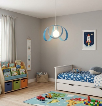 Immagine di Sospensione Cameretta Bambino Metallo Blu Piovra Be Light