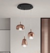 Immagine di Lampadario Rotondo Thelma Tre Pendenti Vetro Rame Ondaluce