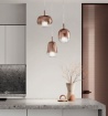 Immagine di Lampadario Rotondo Thelma Tre Pendenti Vetro Rame Ondaluce