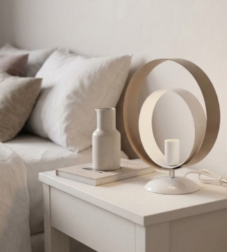 Immagine di Lampada Comodino Cerchi Tortora Bianco Bolla Be Light