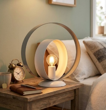 Immagine di Lumetto Comodino Cerchi Bianco Grigio Bolla Be Light