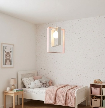 Immagine di Sospensione Cameretta Rettangoli Bianco e Rosa Duplo Be Light
