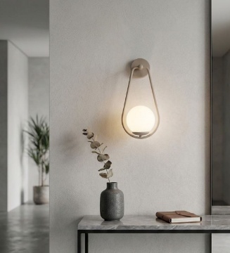 Immagine di Applique Ovale Tortora Con Sfera Vetro Bianco Afrodite Bonetti