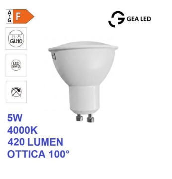 Immagine di Lampadina GU10 Led 5W 4000K 420Lm Gea Luce GLA242N
