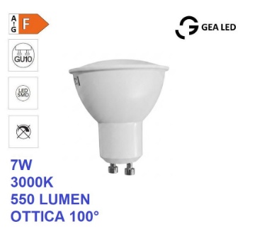 Immagine di Lampadina GU10 Led 7W 3000K 550 Lumen Ottica 100 Gea GLA244C