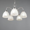 Immagine di Lampadario Sala da Pranzo Nichel Dobby 5 Paralumi Vetro Bianco Trio