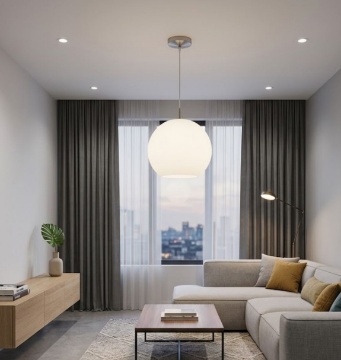 Immagine di Lampadario Sfera Aperta Vetro Bianco Ø30 cm Moon Trio Lighting