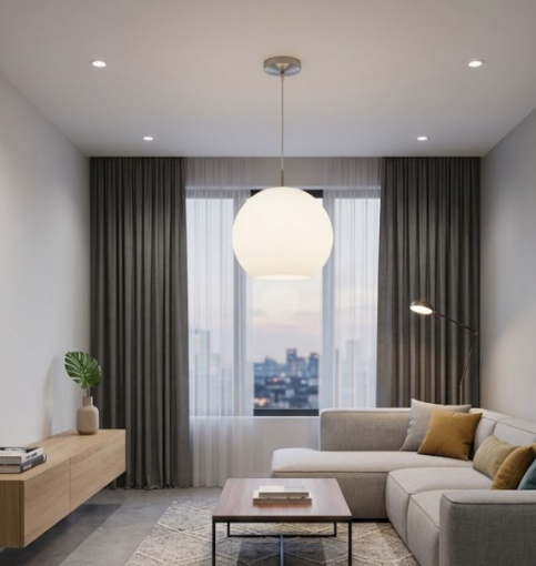 Immagine di Lampadario Sfera Aperta Vetro Bianco Ø30 cm Moon Trio Lighting