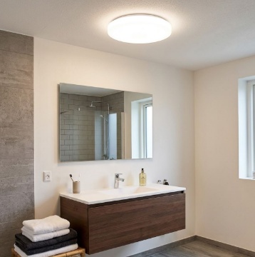 Immagine di Plafoniera Da Bagno Vetro Bianco Moon 35cm 2xE27 IP44 ACB