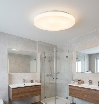 Immagine di Plafoniera Rotonda Bagno Grande Vetro Bianco 50 cm IP44 Moon ACB