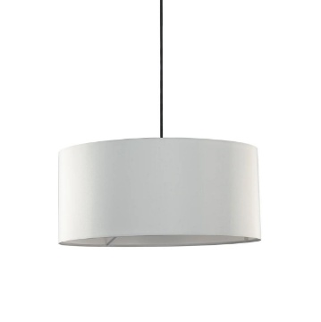 Immagine di Lampadario Rotondo Moderno Tessuto Avorio 40 cm Cavo Nero Max Fan Europe