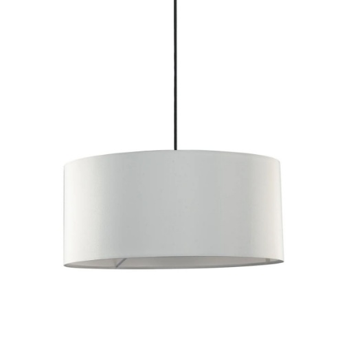 Immagine di Lampadario Rotondo Moderno Tessuto Avorio 40 cm Cavo Nero Max Fan Europe